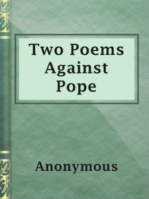 cover image of Two Poems Against Pope